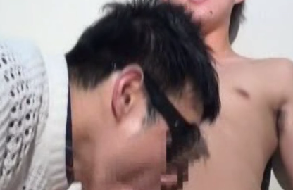 Cute asian teen being sucked by an old man